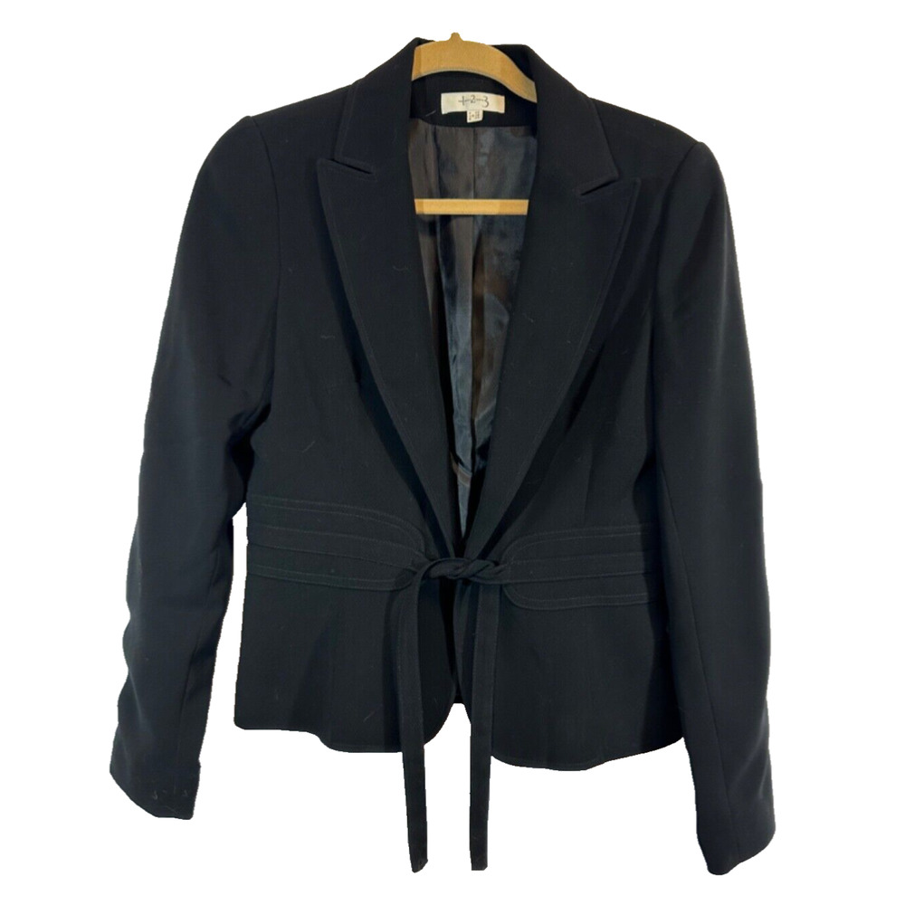 Womens UN DEUX TROIS Size USA S FRANCE 40 Black Tie Career BLAZER Lined A15